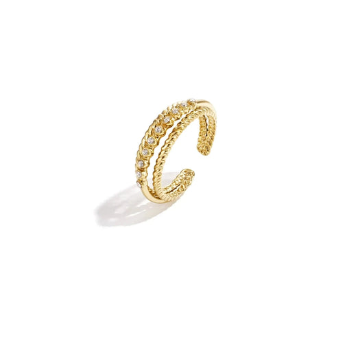 Double Rhinestone Ring gouden stainless steel ring met rhinestones
