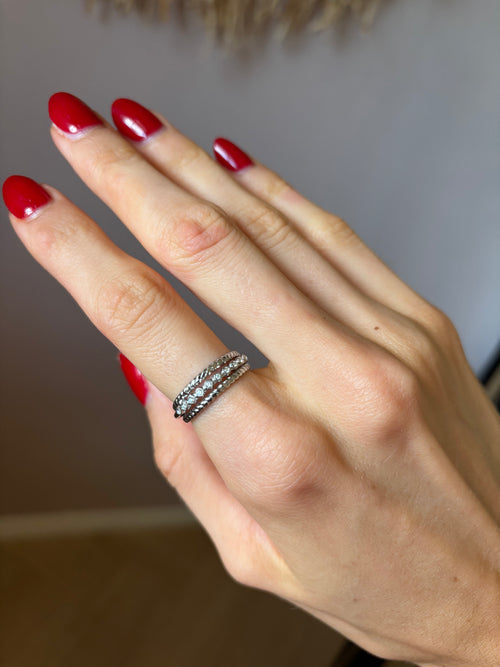 Double Rhinestone Ring zilveren stainless steel ring met rhinestones