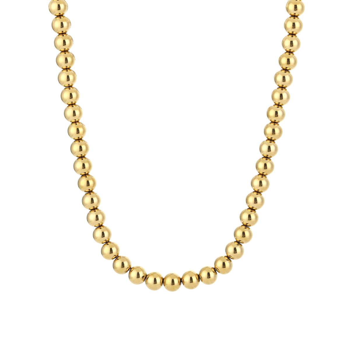 Gold Bead Necklace gouden stainless steel kralenketting met 8 mm kralen
