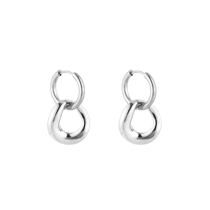 Oval Drop Earrings 2.0 zilveren stainless steel oorbellen met ovaalvormig hangertje