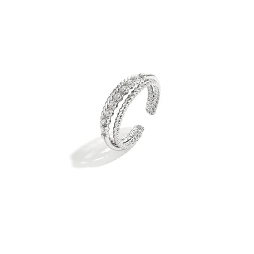 Double Rhinestone Ring zilveren stainless steel ring met rhinestones
